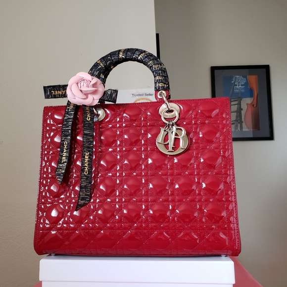 Lady Dior Red Patent Leather large Bag. No offer. - Picture 9 of 11